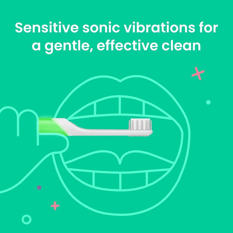 quip Sonic Toothbrush for Kids with Timer - Includes Extra Brush Head and Travel Cover Mount - Electric, Soft Bristle Refill Head, Rubber Handle, 3 Month Battery Life - Glow in The Dark, Green - Image 4